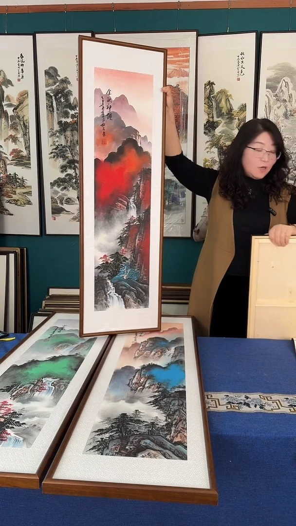 国画38*120山水画实木装裱（秋）