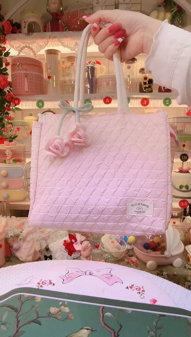 便当袋粉色——手工制作品质好！