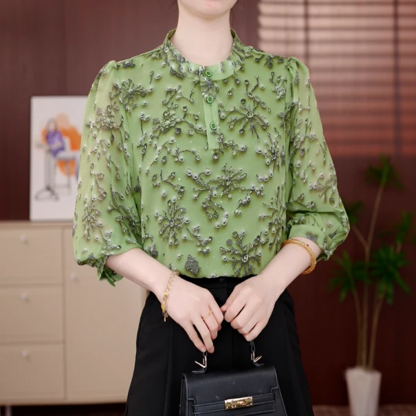 青萤栖雪杭州专柜2025夏季新款女士透气凉爽轻奢淡雅清新减龄上衣