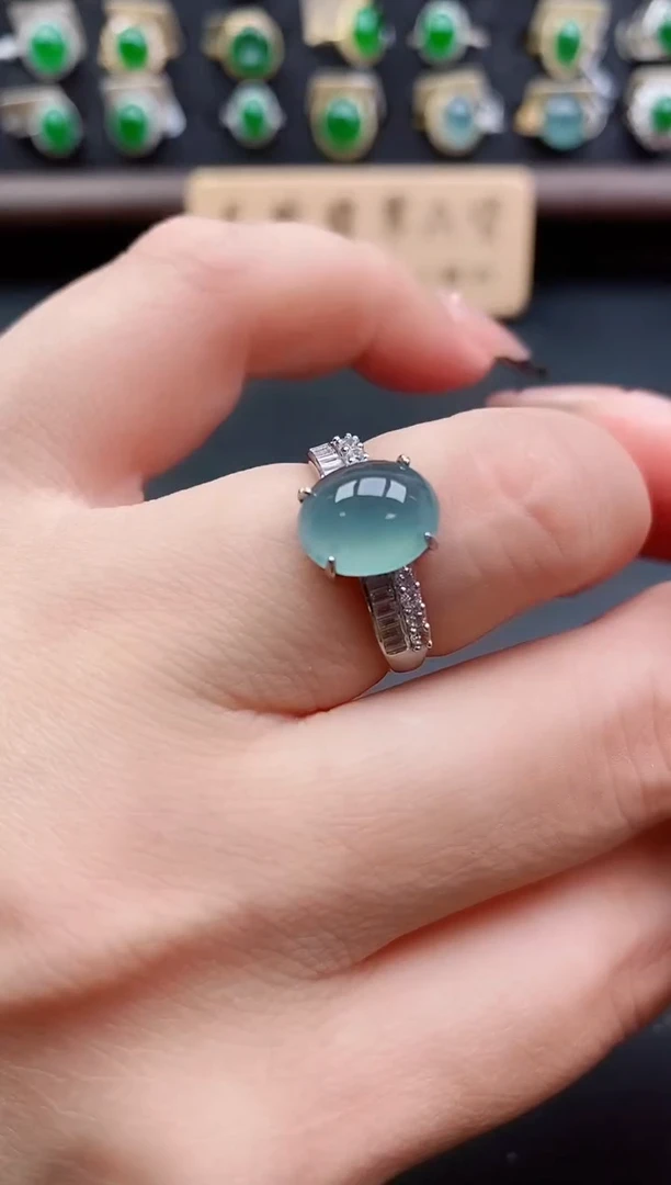 银S925镶嵌戒指翡翠1