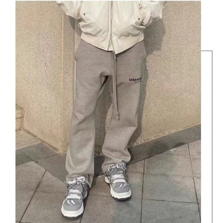 ESSENTIALS第八季植绒小标秋冬加绒美式直筒休闲长裤卫裤男