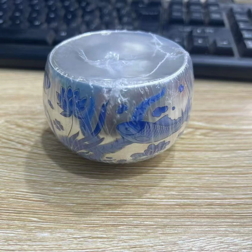 颜荣聪青花鱼藻纹银杯