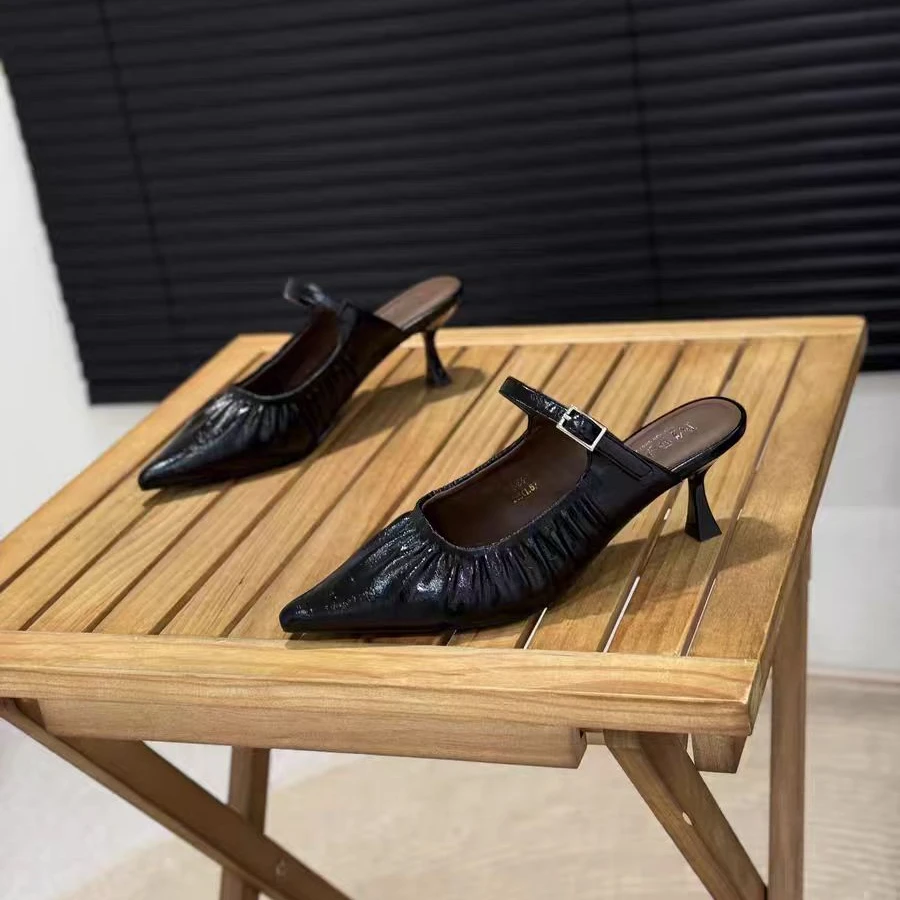 759-45  新款法式气质百搭细跟包头拖鞋