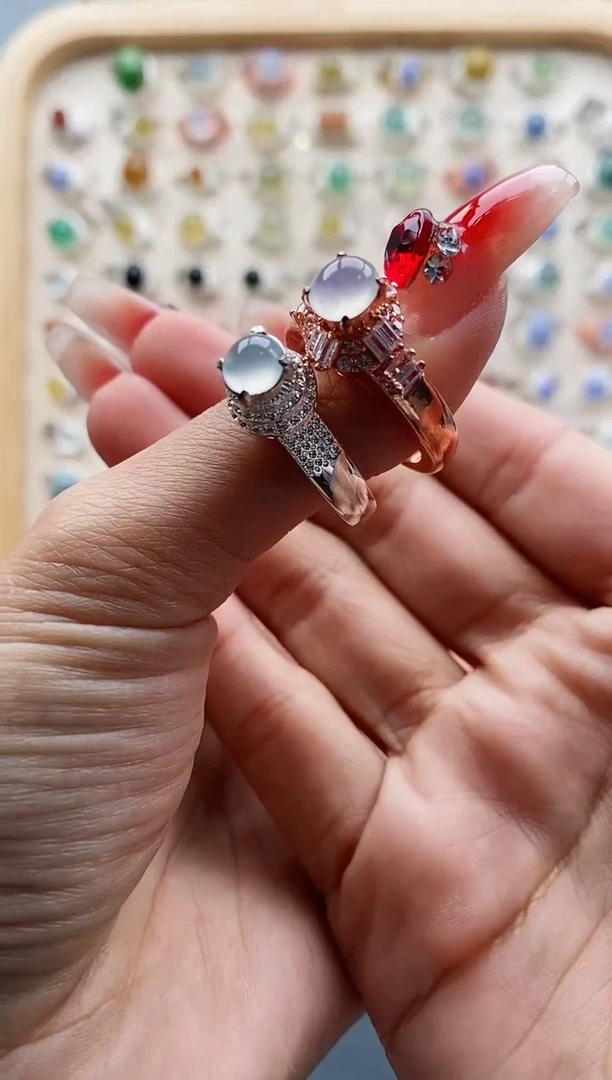 【闪购商品】翡翠戒指未镶嵌缅甸天然A货翡翠555 10+9