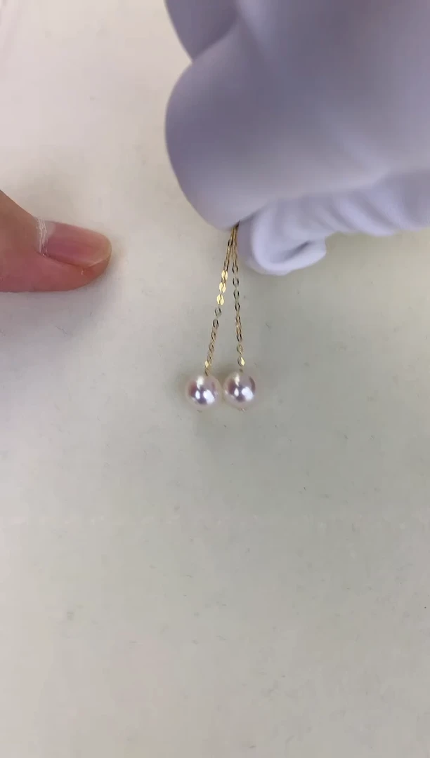 18K金镶嵌DA海水珍珠 GD040 6-7 耳线定制