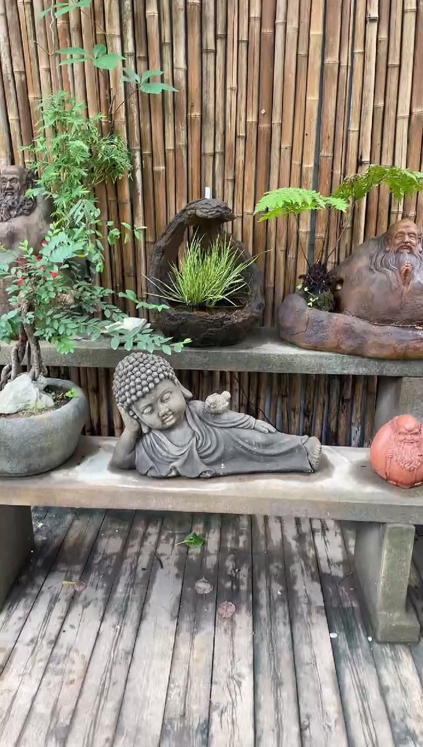 人造石禅意摆件卧佛造景
