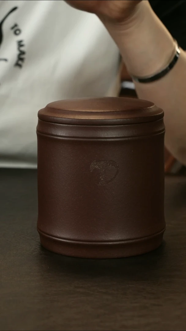紫砂茶叶罐老紫泥 竹节 醒茶罐
