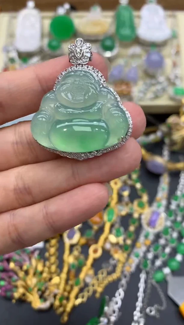 翡翠18K金镶嵌颈饰571-中国好珍宝