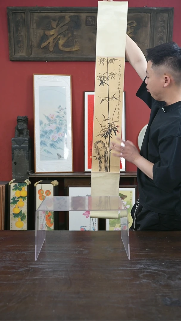 书法手绘卷轴中号-墨竹----