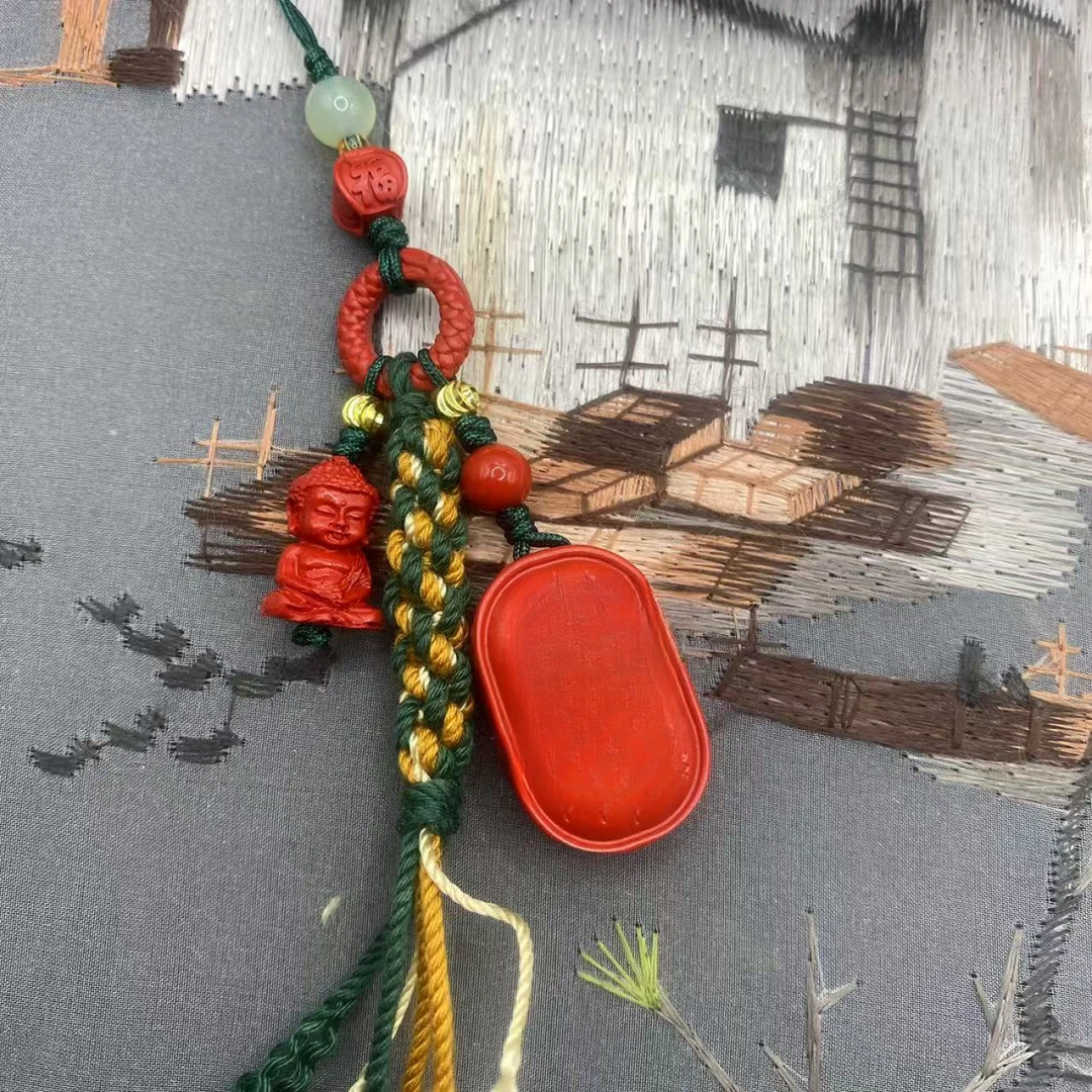 含辰砂工艺品高含量朱砂红砂设计款五条爆款宝宝佛手机挂