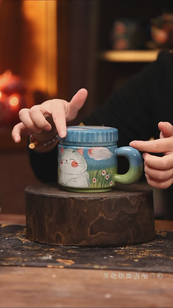 玻璃景德镇高温釉下手绘陶瓷@L400@