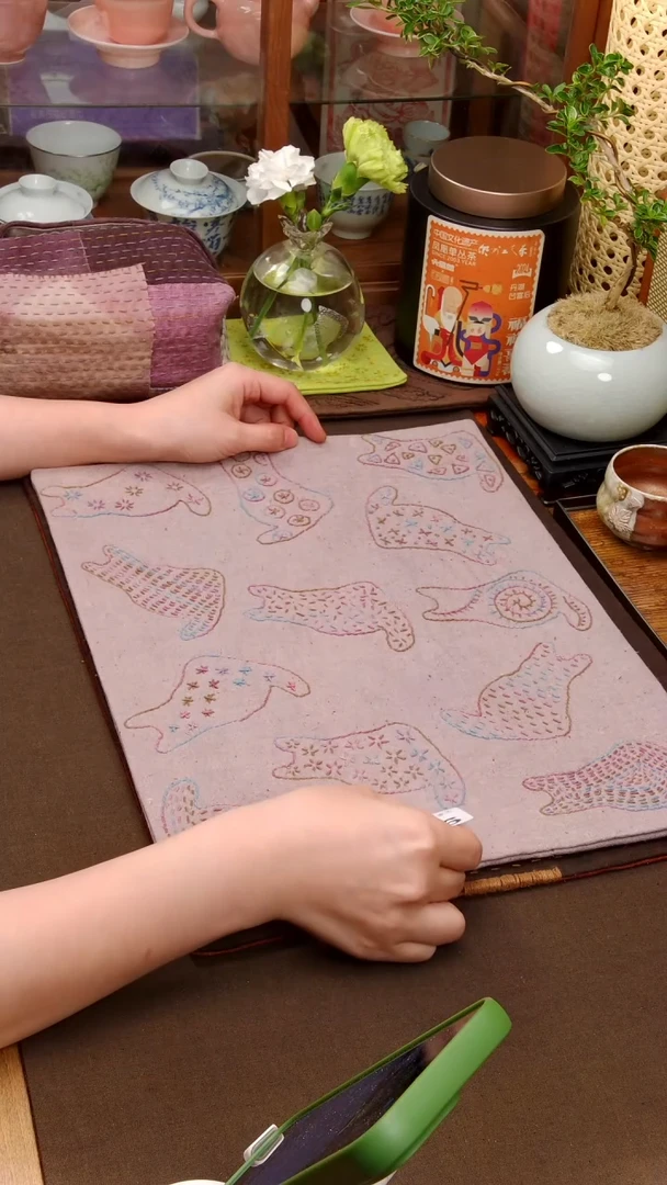 Cici手作刺子绣茶席-955