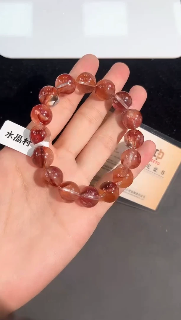 水晶手链未镶嵌W*W15号红胶花单圈12mm