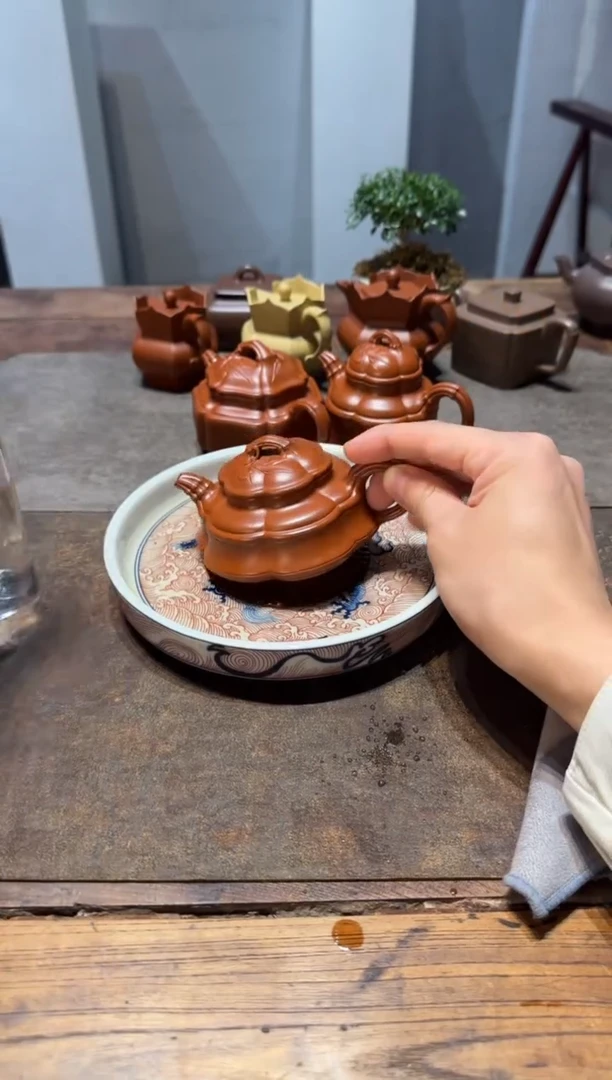 茶壶紫砂L*H海棠竹鼎扁