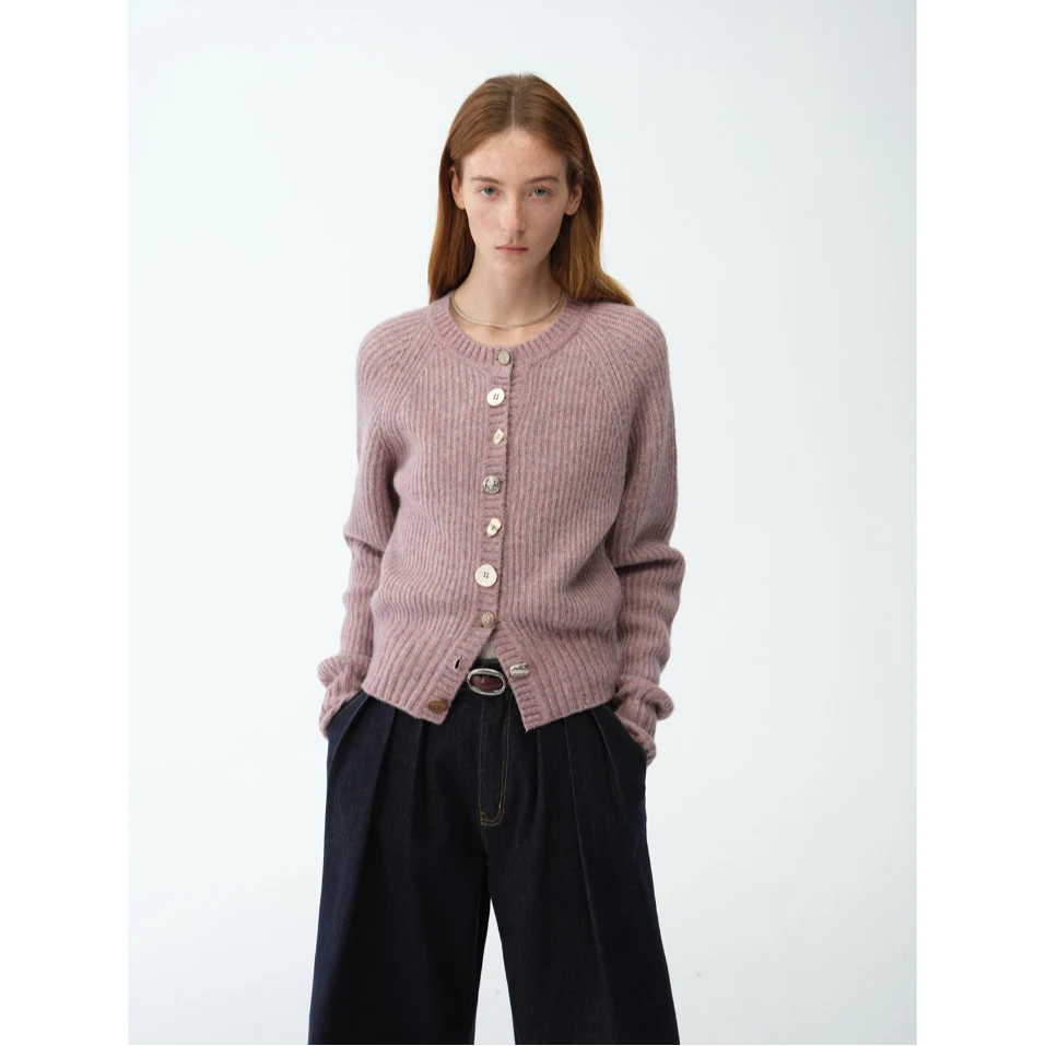 付智恩  北海道之恋 春季气质长袖毛衣针织不规则开衫