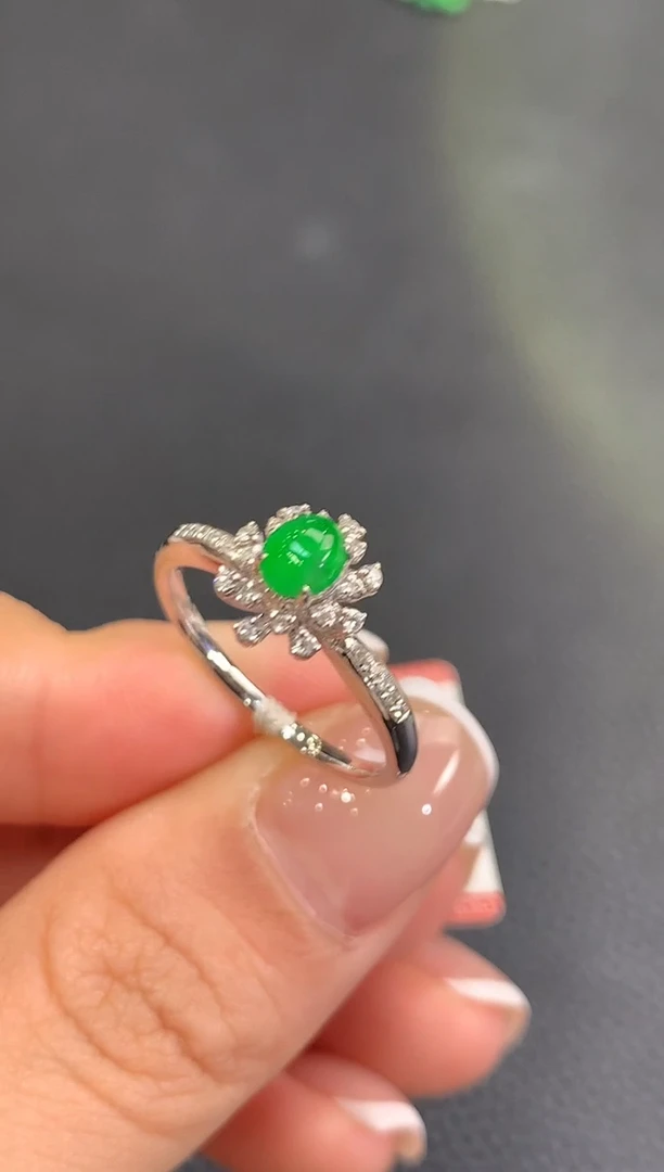 18K金镶嵌戒指翡翠夏日珠宝A26