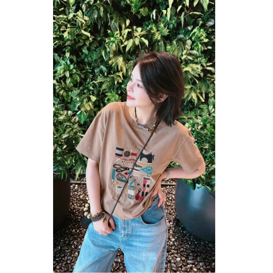 LAZYVISION/【裁缝T】刺绣短袖T恤ZMD-27919