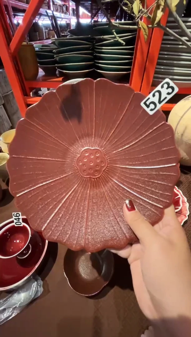 瓷片我**字523红莲蓬盘