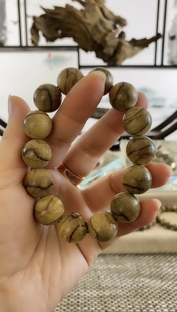 【闪购商品】沉香手串正区陈年老西马大虎斑16MM单圈