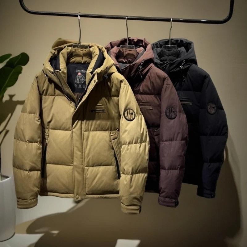 莱蒙璀连帽羽绒服男士冬季新款户外工装保暖羽绒外套时尚蓄热冬装