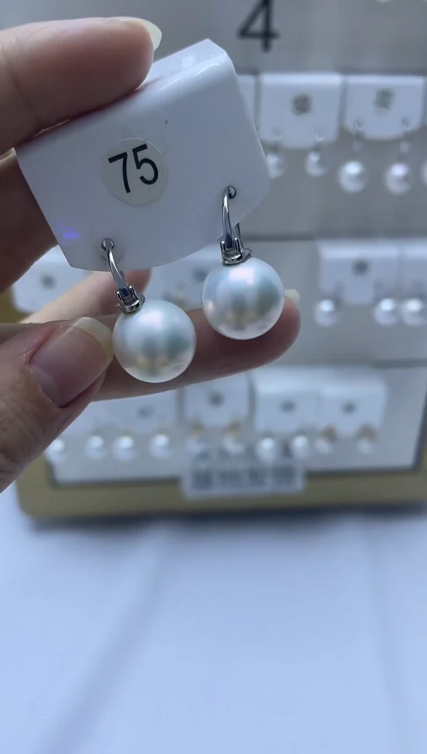 银S925镶嵌耳饰淡水珍珠75