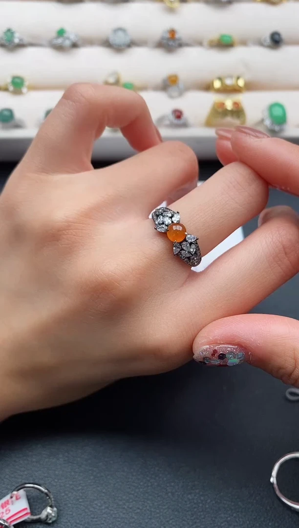 银S925镶嵌戒指翡翠3333333+4