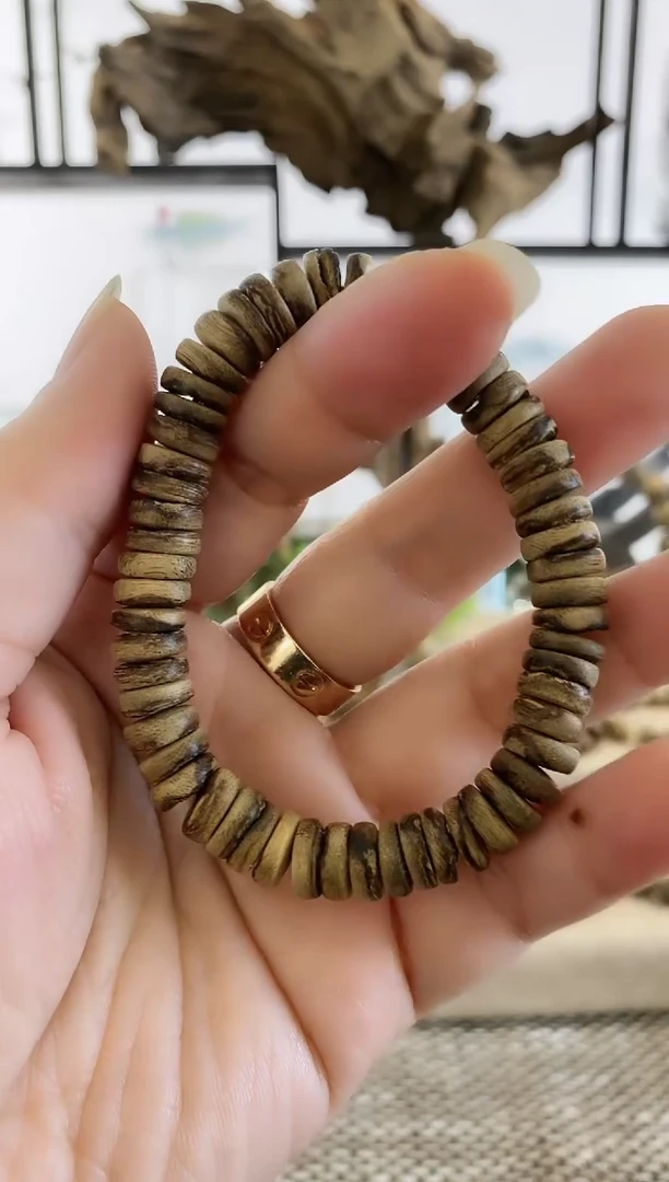 【闪购商品】沉香手串达拉干熟结老料9+MM片片珠单圈