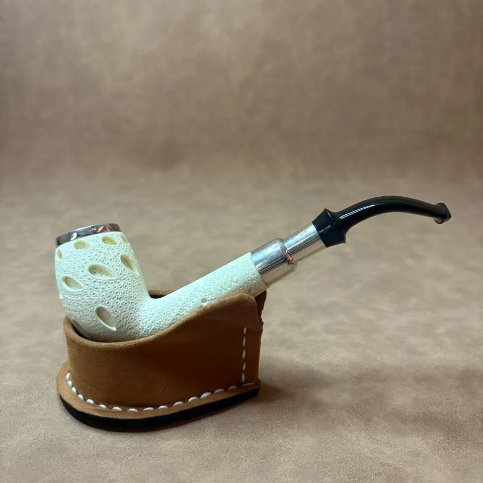 海泡石烟斗 大师作品 手工雕刻 军插 精选特级原石 带定制款皮盒