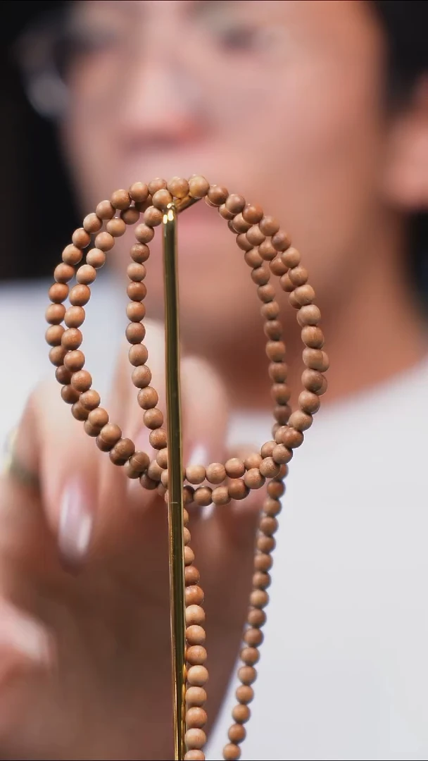 檀香木手串/手链SG040 印度老山檀4mm多圈 微瑕