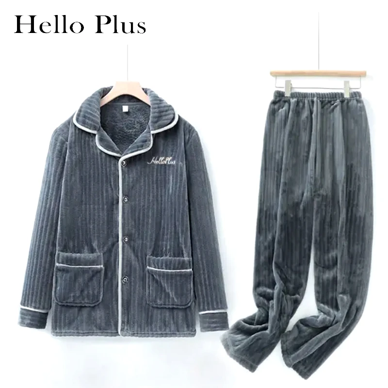 B320 法兰绒家居服保暖冬季加绒毛毛睡衣情侣款套装-026