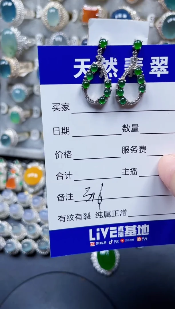 银S925镶嵌翡翠耳饰316