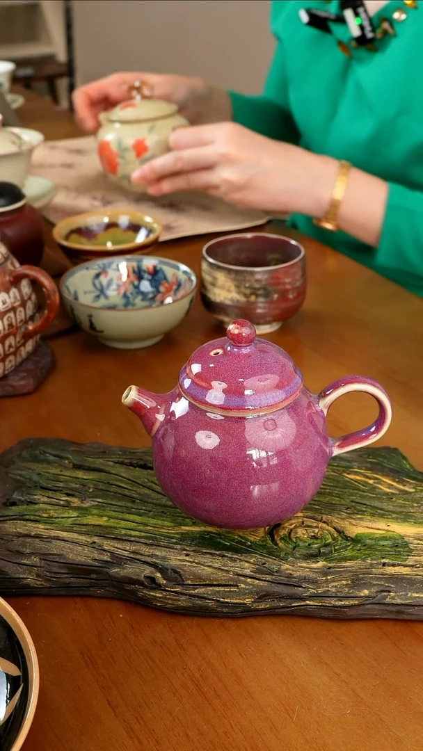 茶瓷物语紫色小宝瓶茶壶