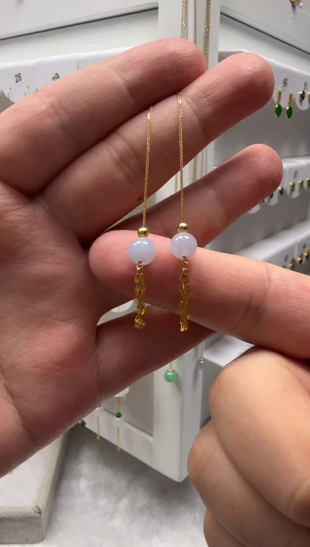 18K金镶嵌翡翠耳饰缅甸天然翡翠a货