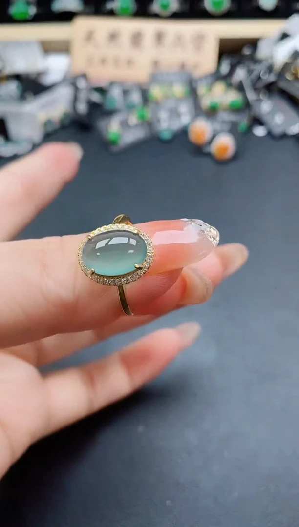 银S925镶嵌戒指翡翠1