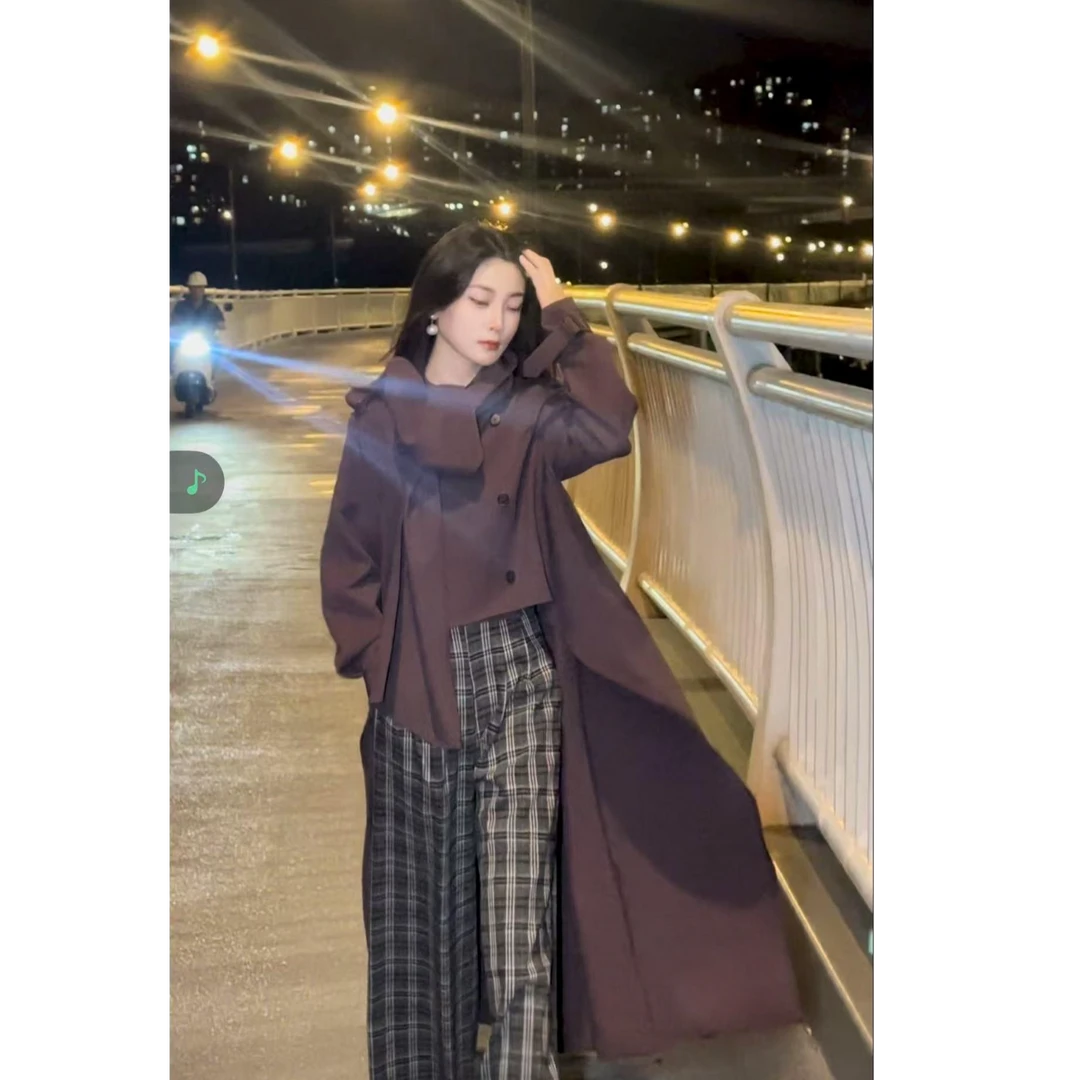 【元宝】风衣设计师百搭曼彻斯特风衣常规宽松型长款25DK6260