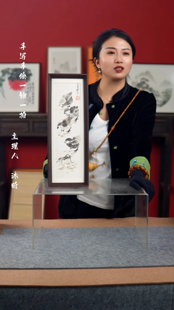 国画手写手绘-15*42摆台-花鸟作品
