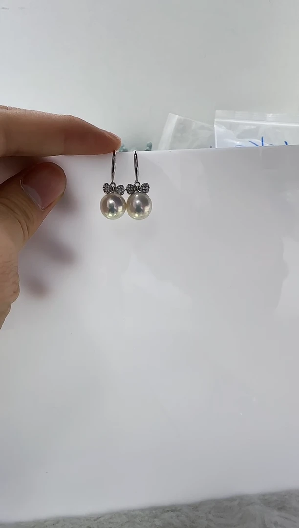 【闪购商品】淡水珍珠DA银S925镶嵌b692 白珠耳环10