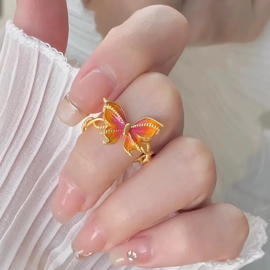 合金珐琅戒指 【烟雨梦蝶戒指】时尚轻奢气质风超仙精致