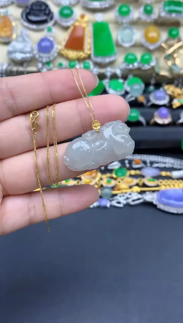 翡翠18K金镶嵌颈饰67-春日珠宝