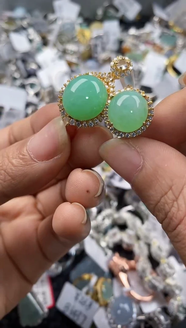 银S925镶嵌戒指翡翠222---8