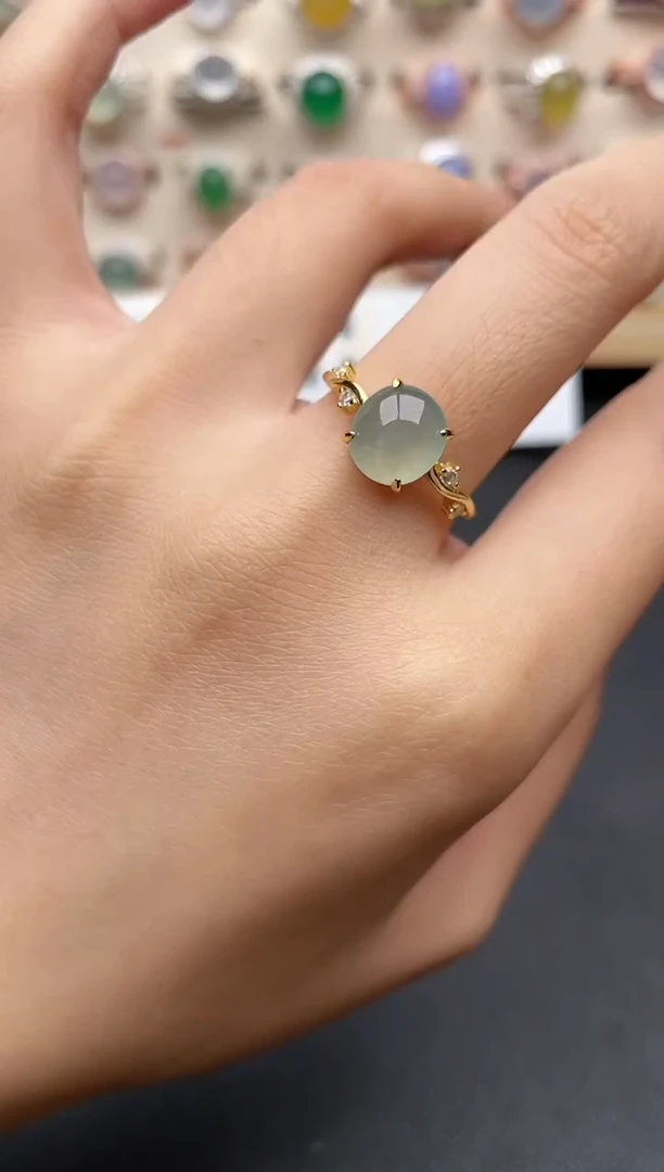 【闪购商品】翡翠戒指银S925镶嵌一物一证一礼盒