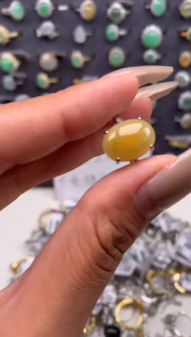 吊坠(不含链)银S925镶嵌翡翠戒指