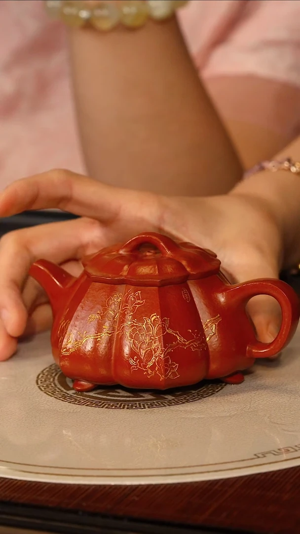 YF 朱泥 筋纹石瓢