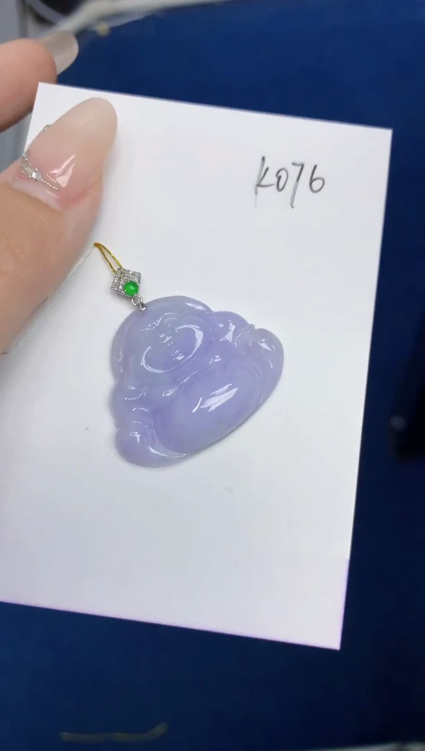 翡翠18K金镶嵌颈饰天然缅甸A货翡翠