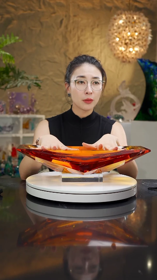 手工艺品琉璃琥珀色船型果碗