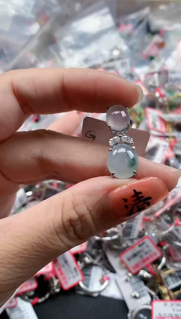 银S925镶嵌戒指翡翠天然A货缅甸翡翠