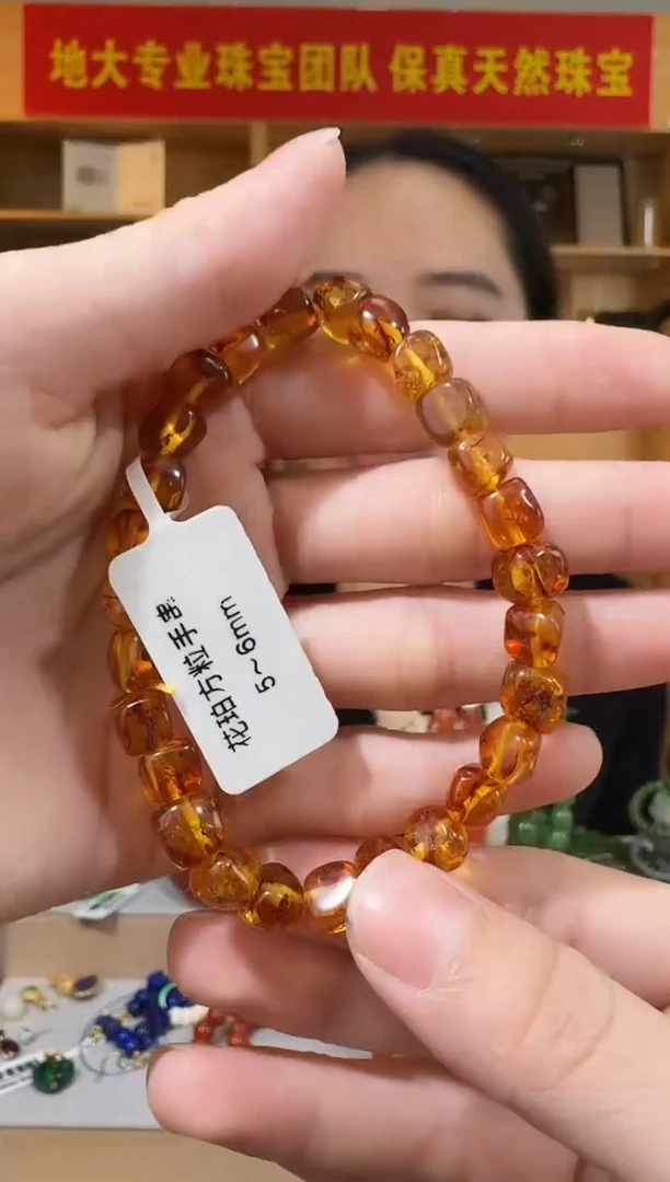 手串琥珀未镶嵌5-6mm天然花珀方形手串多样性发一