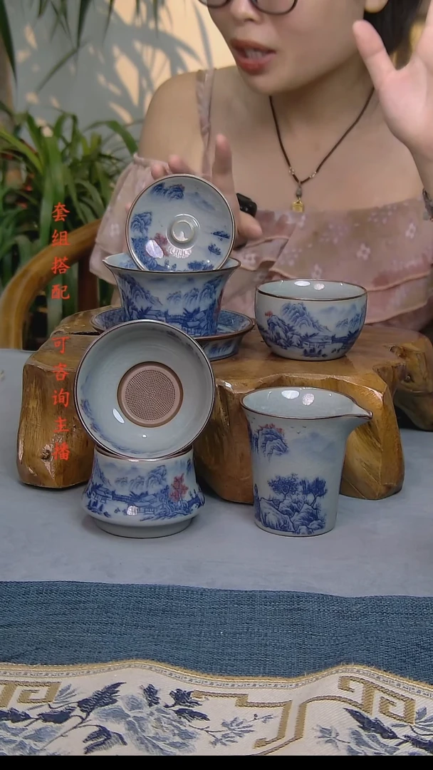 4件套陶瓷茶具老陶泥开片纹