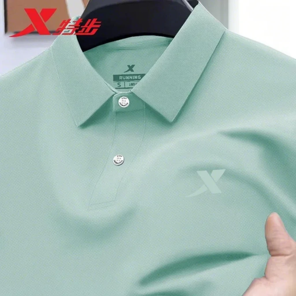特步POLO衫男短袖速干透气运动跑步半袖男士旗舰商务翻领男装T恤