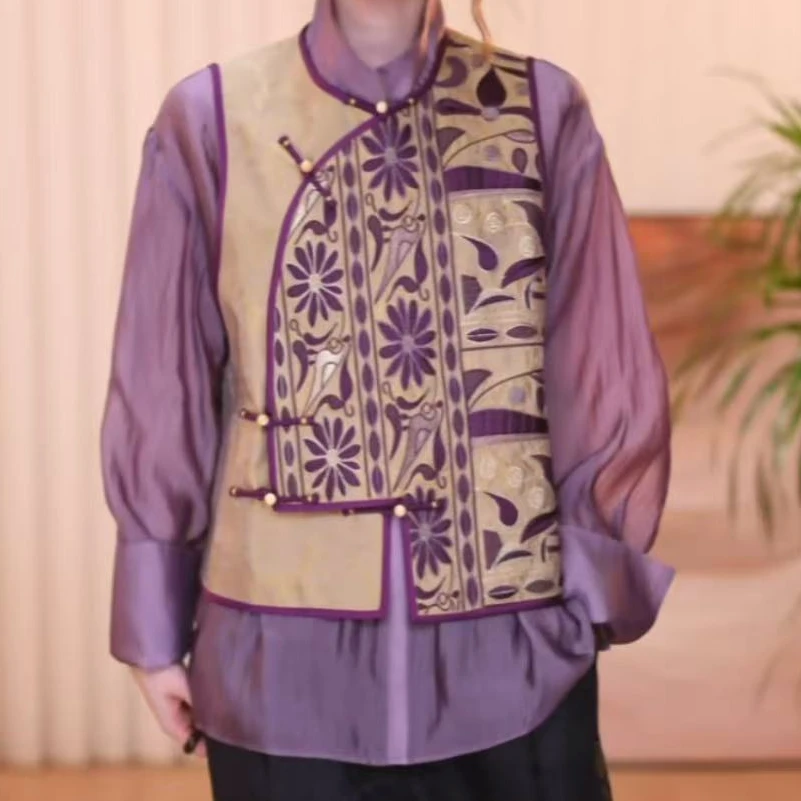 【霜印】 新中式复古显瘦宽松国风重工休闲时尚百搭气质无袖马甲